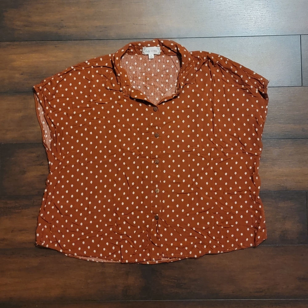 Bailey & Chloe Polka Dot Collared Button Down Shirt